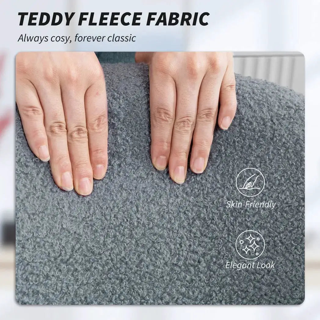 HOMCOM Teddy Fleece Office Chair with Wheels - Grey - from HOMCOM