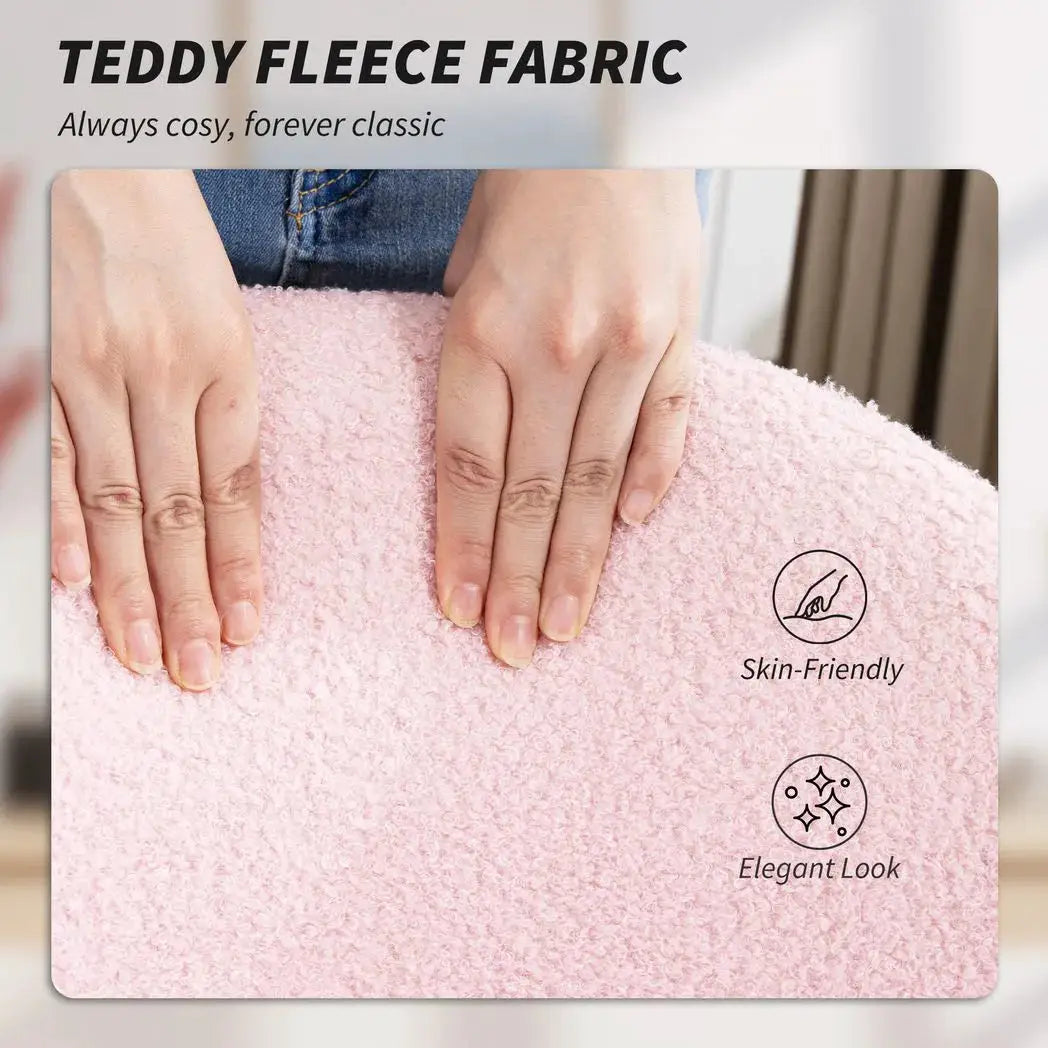 HOMCOM Teddy Fleece Office Chair with Wheels - Light Pink - from HOMCOM