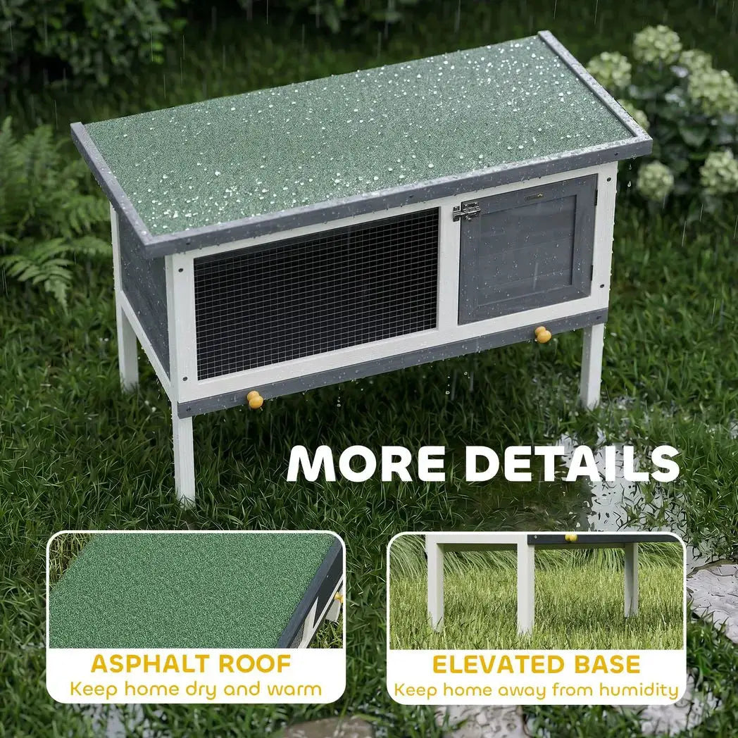 PawHut Wooden Rabbit Hutch, Guinea Pig Hutch with Asphalt Roof, Outdoor Elevated Bunny House for Rabbits, Chinchillas - from PawHut