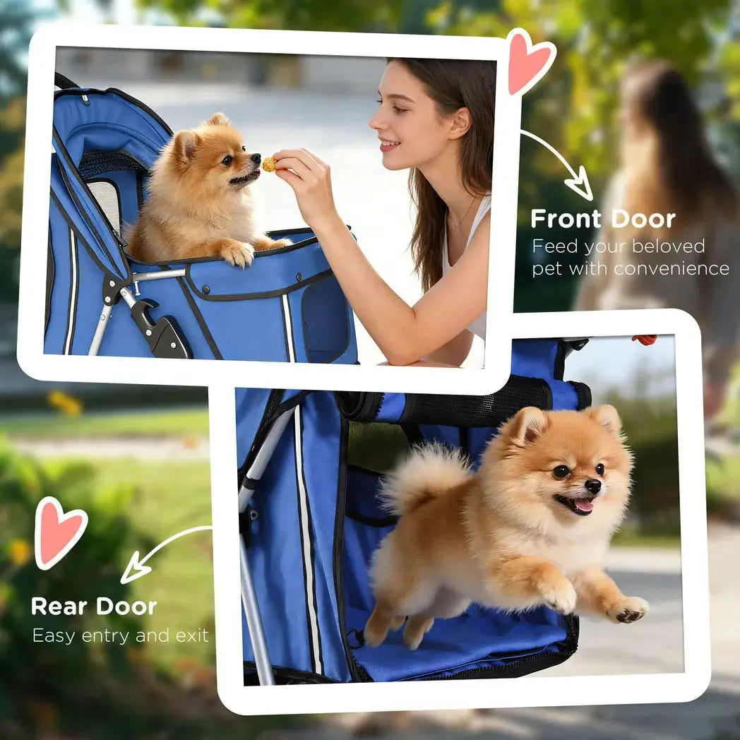 PawHut 3 Wheel Pet Stroller for Small and Miniature Dogs, Blue - from PawHut