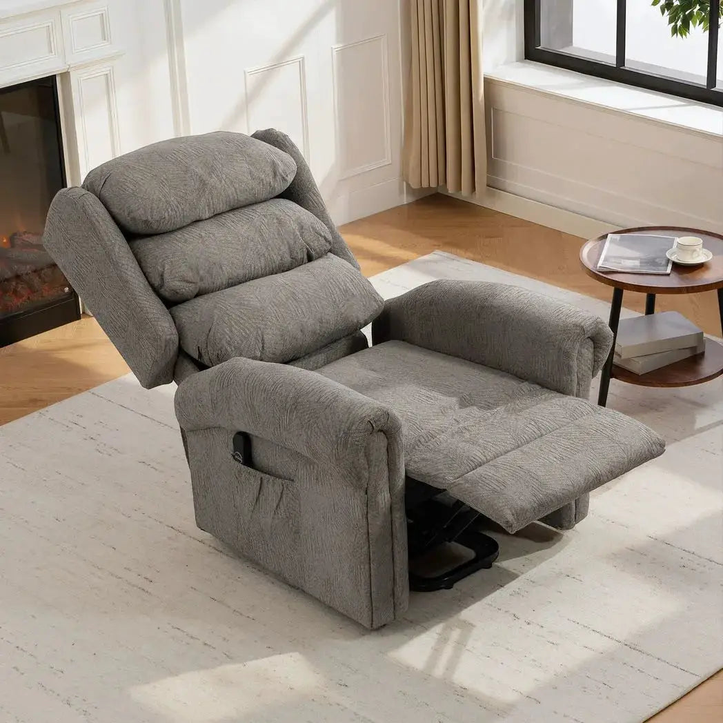 HOMCOM Velvet-Feel Electric Riser Recliner Chair, Power Lift Recliner Chair for Elderly with Remote Control, Dark Grey - from HOMCOM