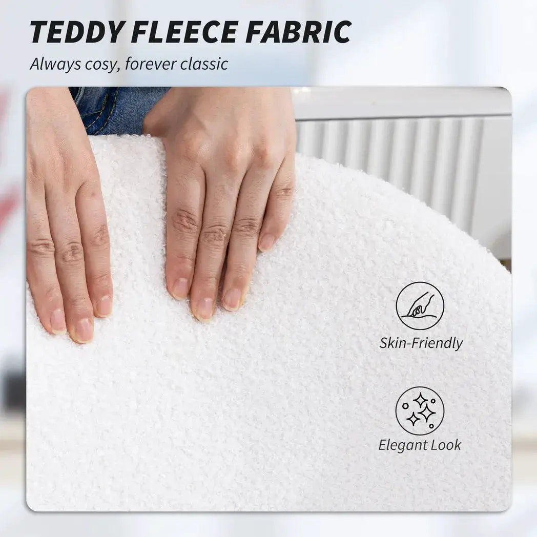 HOMCOM Teddy Fleece Office Chair with Wheels - Cream White - from HOMCOM