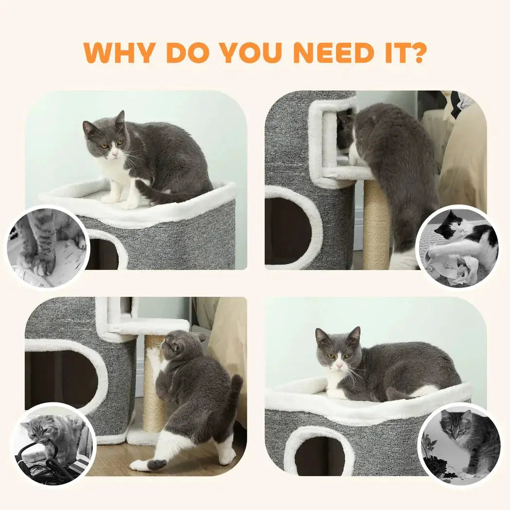 PawHut 75 cm Cat Tree, Cat Tower Condo for Indoor Cats with Scratching Post, Jumping Platform, Grey - from PawHut