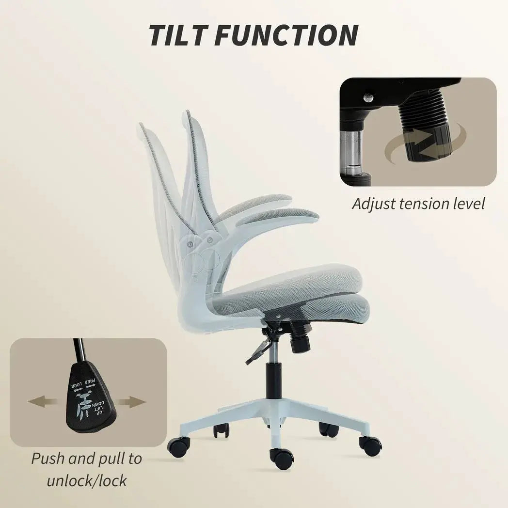 HOMCOM Mesh Office Chair with Foldable Backrest - Light Grey - from HOMCOM