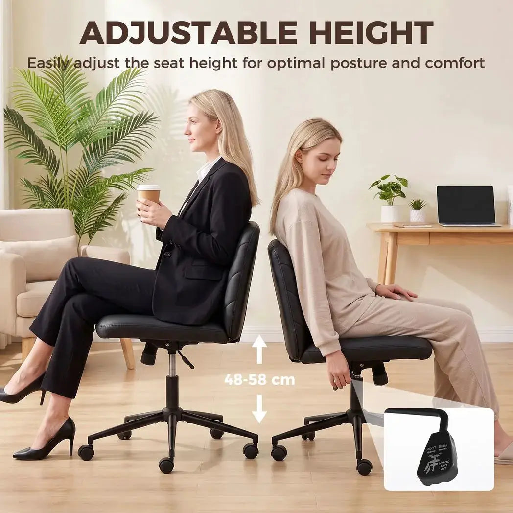 HOMCOM Home Office Desk Chair Height Adjustable Swivel Chair Cross Legged Wide Seat Swivel Wheels Black - from HOMCOM