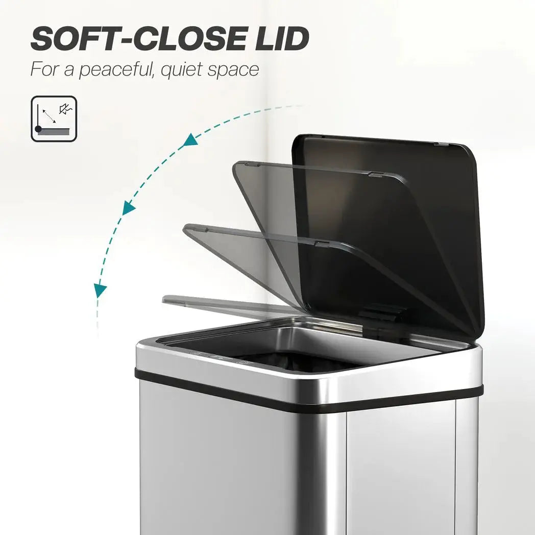 HOMCOM 40L Sensor Bin with Soft-Close Lid, Stainless Steel Automatic Touchless Motion Sensor Kitchen Bin, Silver Tone - from HOMCOM