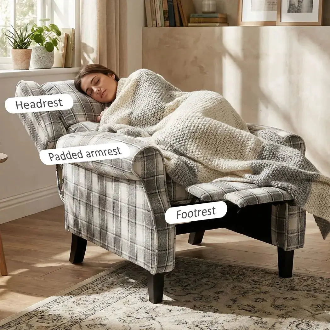 HOMCOM 160° Reclining Armchair, with Footrest - Grey and White - from HOMCOM