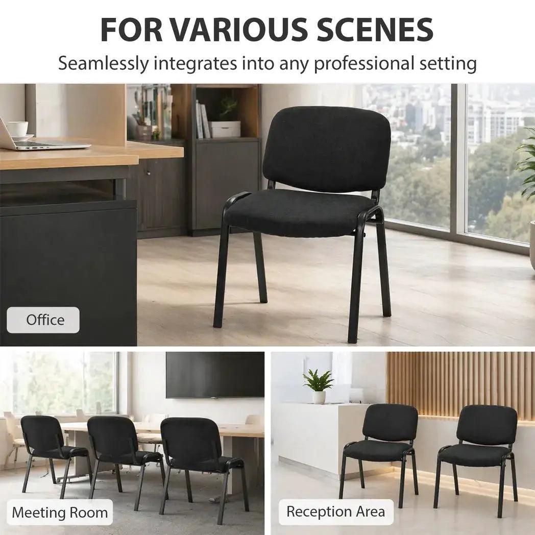 HOMCOM Meeting Chair, Stackable Ergonomic Office Chair with Padded Seat, Curved Backrest for Conference Room, Black - from HOMCOM
