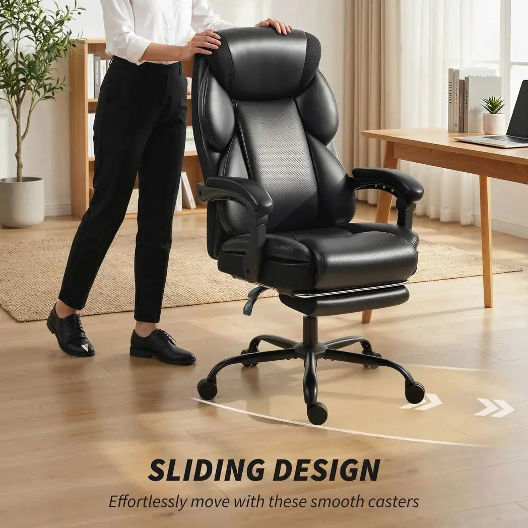 HOMCOM Adjustable Office Chair Reclining Computer Desk Chair with Footrest, Armrest, Casters, Black - from HOMCOM