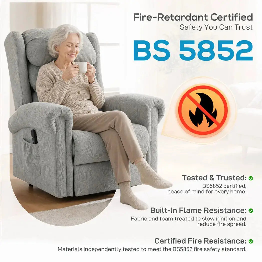 HOMCOM Velvet-Feel Electric Riser Recliner Chair - Grey - from HOMCOM
