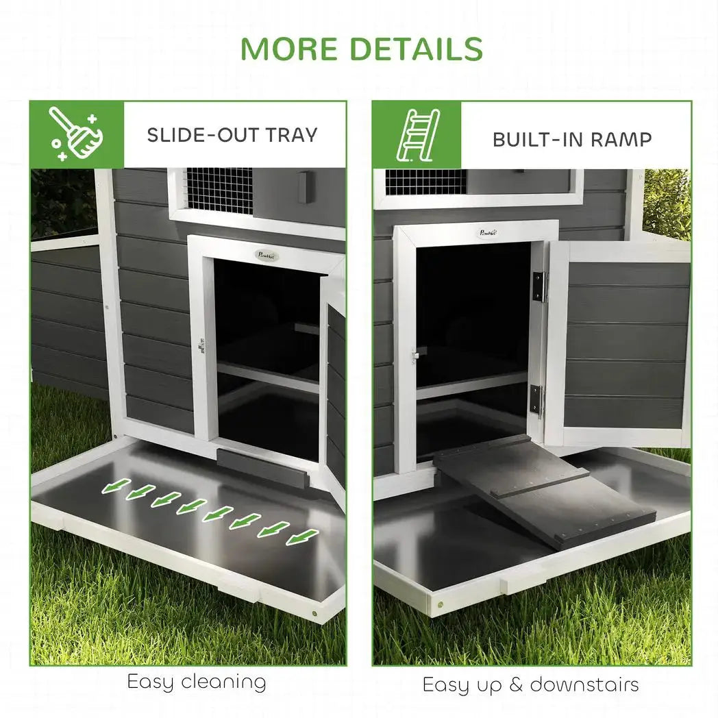 PawHut Chicken Coop, Wooden Outdoor Hen House with Nesting Box, Openable Waterproof Top, Pull-Out Tray, 150 x 100 x 97cm - from PawHut