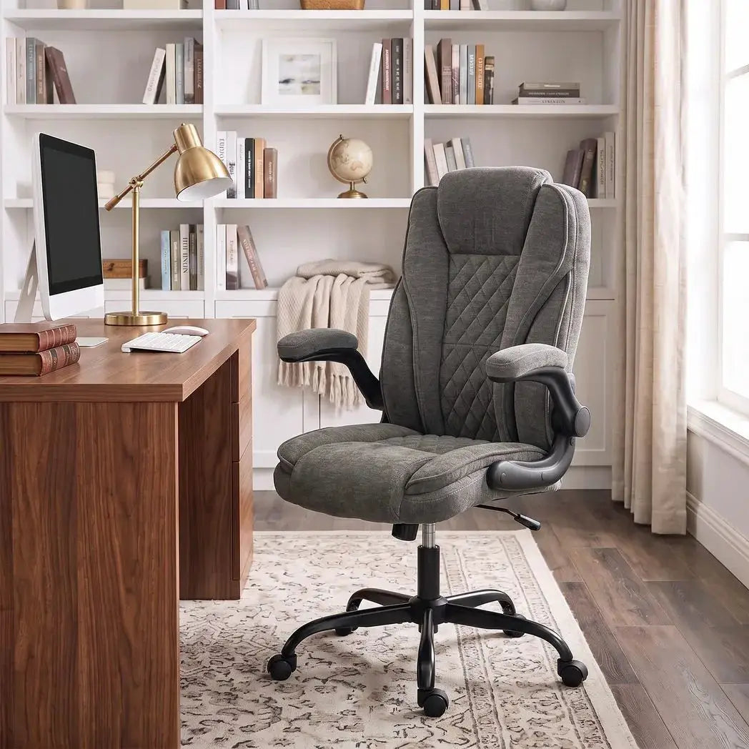 HOMCOM Office Chair, Ergonomic Desk Chair with Flip-up Armrest, Pocket Springs, Swivel Wheels, Adjustable Height, Dark Grey - from HOMCOM
