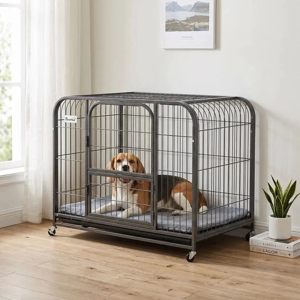 PawHut Heavy Duty Dog Crate,93 x 58 x 76 cm, Large Dog Cage for Small to Medium Breeds - from PawHut