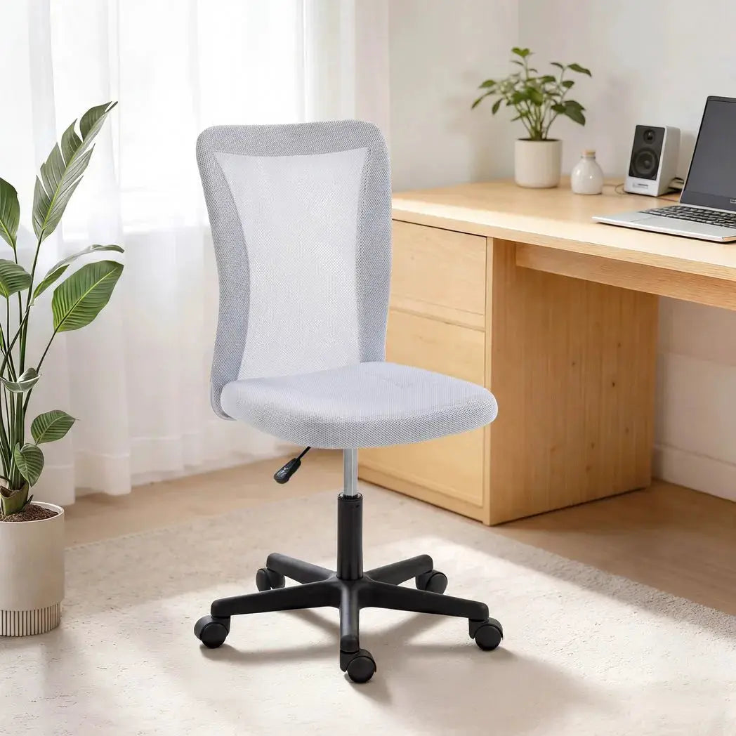 Vinsetto Mesh Office Chair Armless Swivel Executive Computer Desk Chair Adjustable Height Wheels White - from Vinsetto
