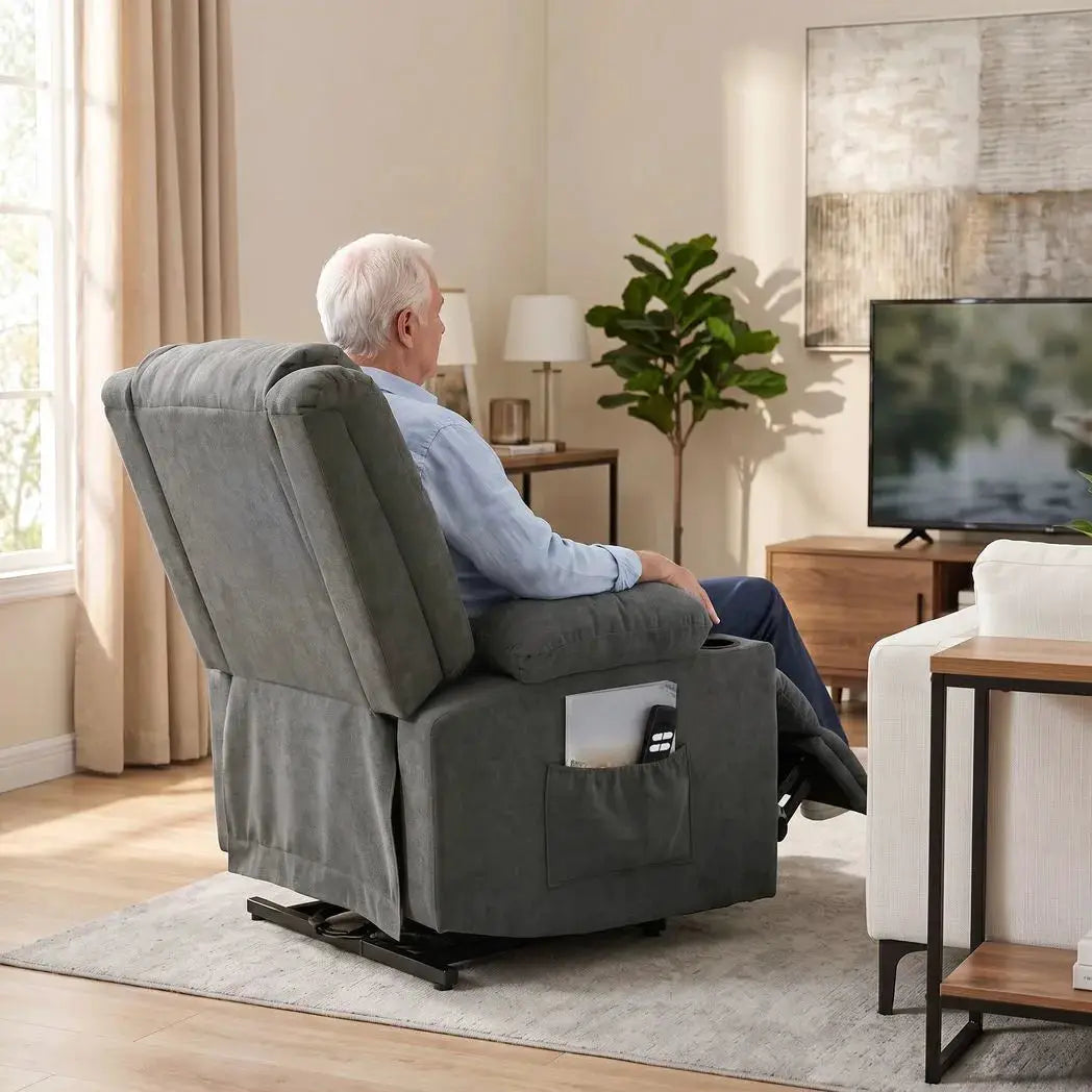 HOMCOM Dual Motor Recliner Chair, 55° Electric Lift Chair for Elderly, Recliner Armchair with Massage and Heat, Dark Grey - from HOMCOM