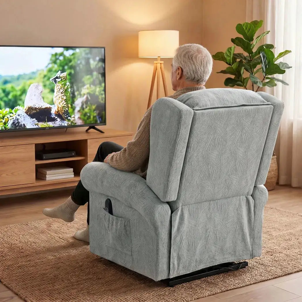 HOMCOM Velvet-Feel Electric Riser Recliner Chair - Grey - from HOMCOM