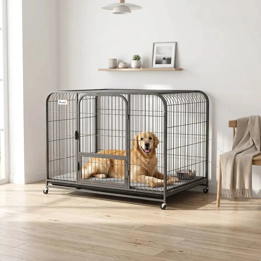 PawHut Heavy Duty Dog Crate,116 x 77 x 88 cm, Large Dog Cage for Small to Large Breeds - from PawHut