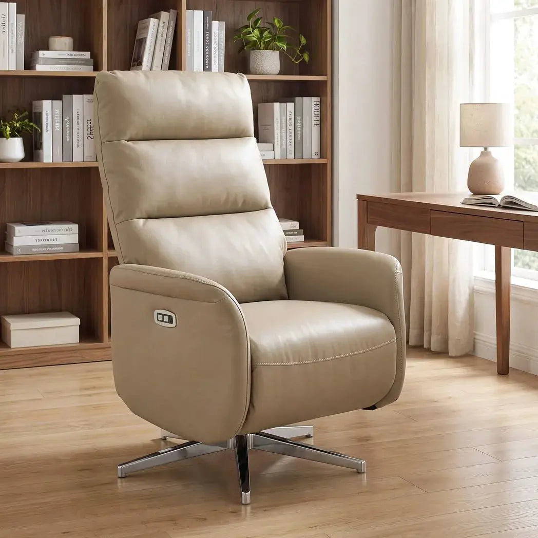 HOMCOM Power Recliner Chair, Swivel Electric Reclining Chair with Type C?, Recliner Armchair with Footrest, Brown - from HOMCOM