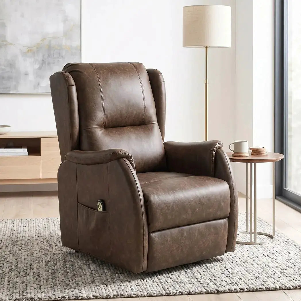 HOMCOM Power Lift Recliner Chair, Dual Motor Electric Lift Chair for Elderly with Remote Control, Brown - from HOMCOM