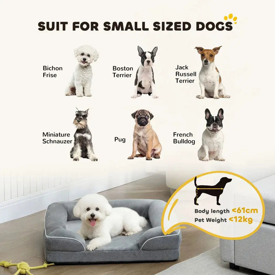 PawHut Dog Sofa Bed, Washable Pet Bed with Removable Cover and Non-Slip Bottom for Cats and Small Dogs, Grey - from PawHut