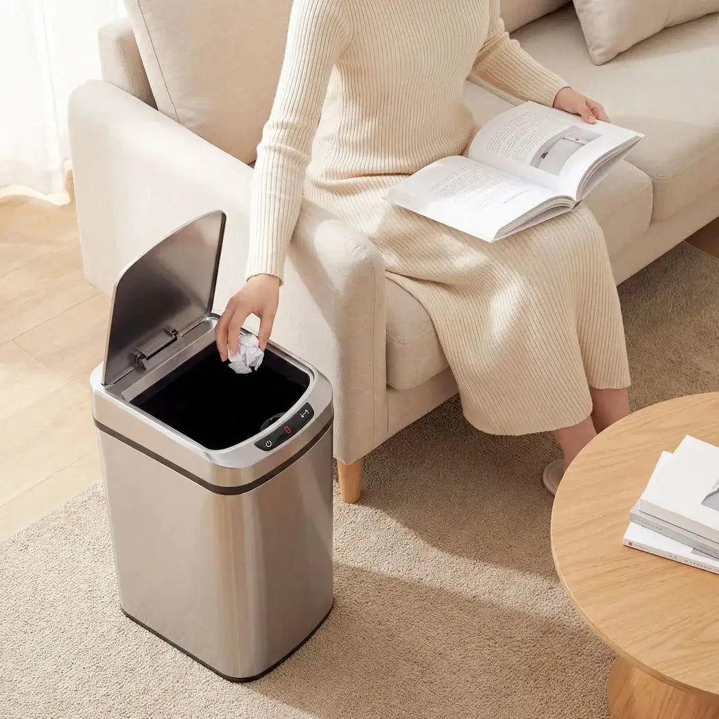 HOMCOM 12L Sensor Bin, Automatic Touchless Motion Sensor Kitchen Bin with Fingerprint Resistant Stainless Steel, Silver - from HOMCOM
