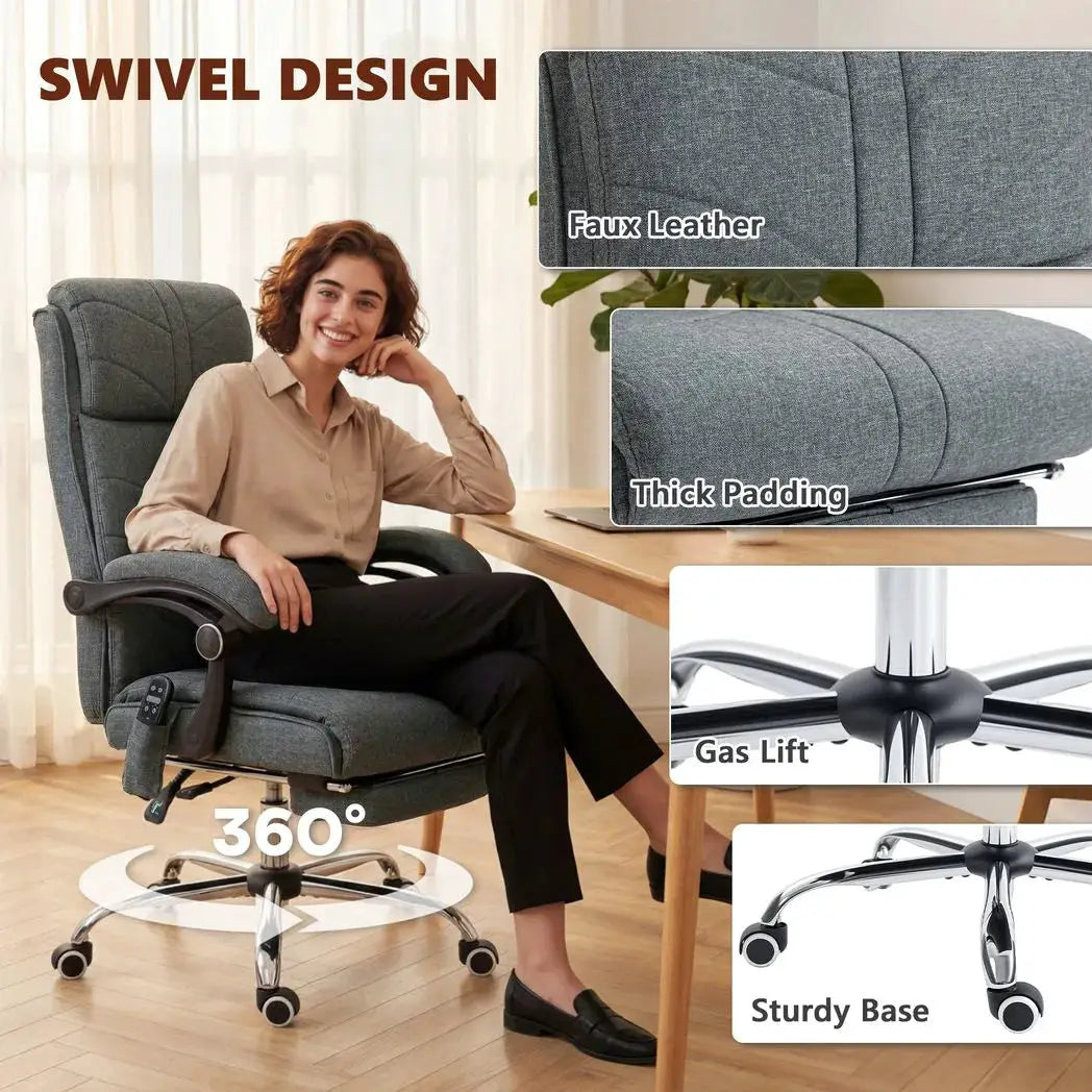 Vinsetto High Back Vibration Massage Office Chair with Footrest, Heated, Grey - from Vinsetto