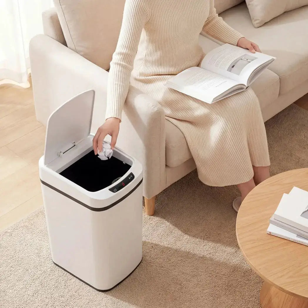 HOMCOM 12L Sensor Bin, Automatic Touchless Motion Sensor Kitchen Bin with Fingerprint Resistant Stainless Steel, White - from HOMCOM
