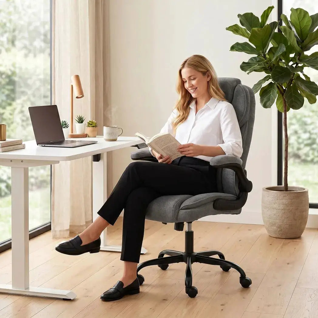 HOMCOM Office Chair, Ergonomic Desk Chair with Flip-up Armrest, Pocket Springs, Swivel Wheels, Adjustable Height, Grey - from HOMCOM