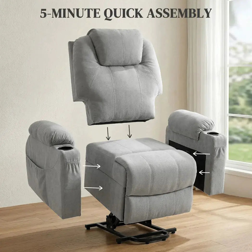 HOMCOM Power Lift Recliner Chair with Pocket Spring, Electric Lift Chair with Wide Backrest, Light Grey - from HOMCOM