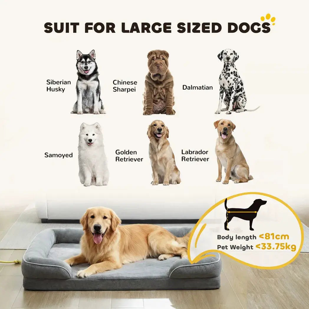 PawHut Dog Sofa Bed, Washable Pet Bed with Removable Cover and Non-Slip Bottom for Small, Medium and Large Dogs, Grey - from PawHut