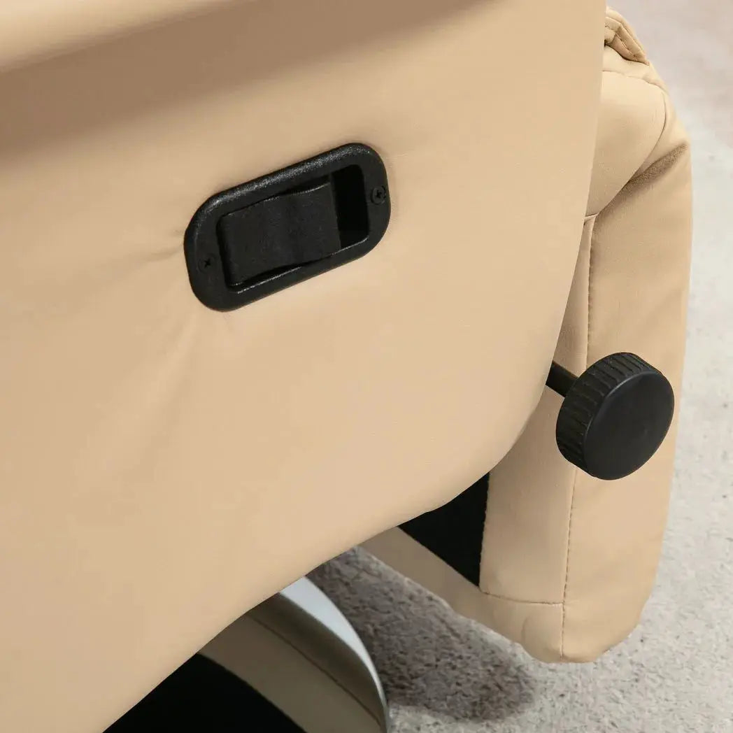 HOMCOM Adjustable Swivel Recliner, Manual Recliner Chair with Footrest, Padded Arms, PU Leather Upholstery, Beige - from HOMCOM