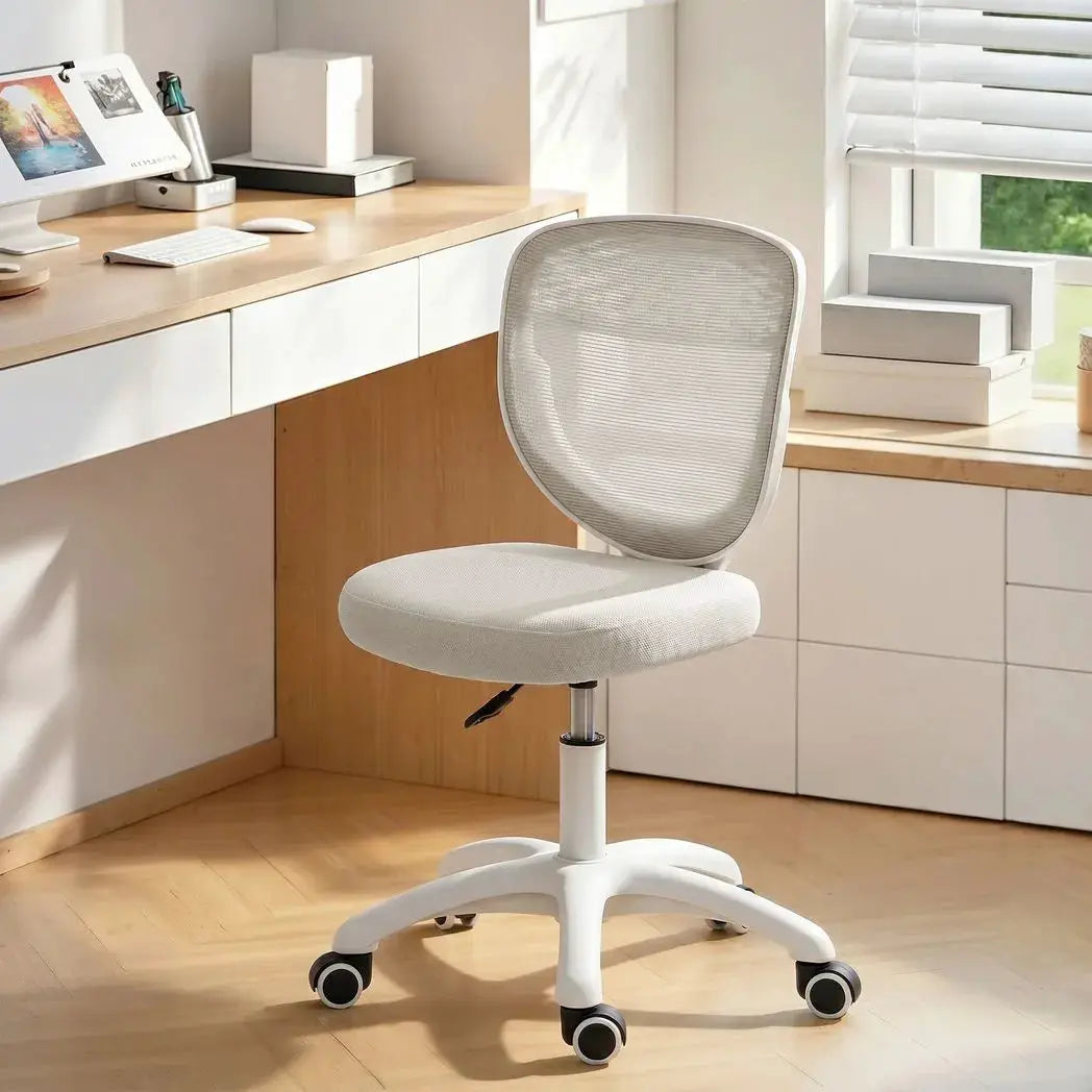 HOMCOM Office Chair, Armless Computer Desk Chair with Breathable Mesh, Adjustable Height, Swivel Wheels, Grey - from HOMCOM