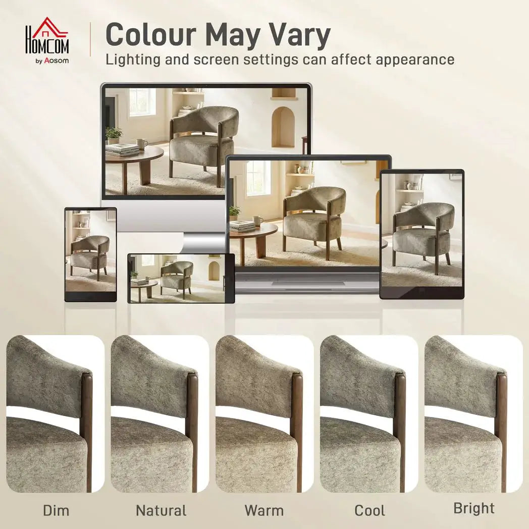 HOMCOM Accent Chair, Upholstered Tub Chair with Solid Wood Frame and Legs, Light Brown - from HOMCOM