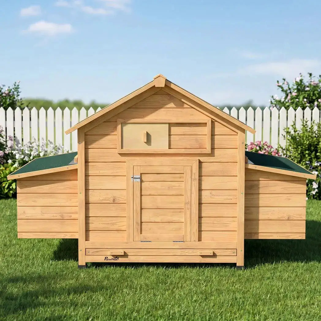 PawHut Chicken Coop, Wooden Outdoor Hen House with Nesting Box, Openable Waterproof Top, Pull-Out Tray, 150 x 100 x 97cm - from PawHut