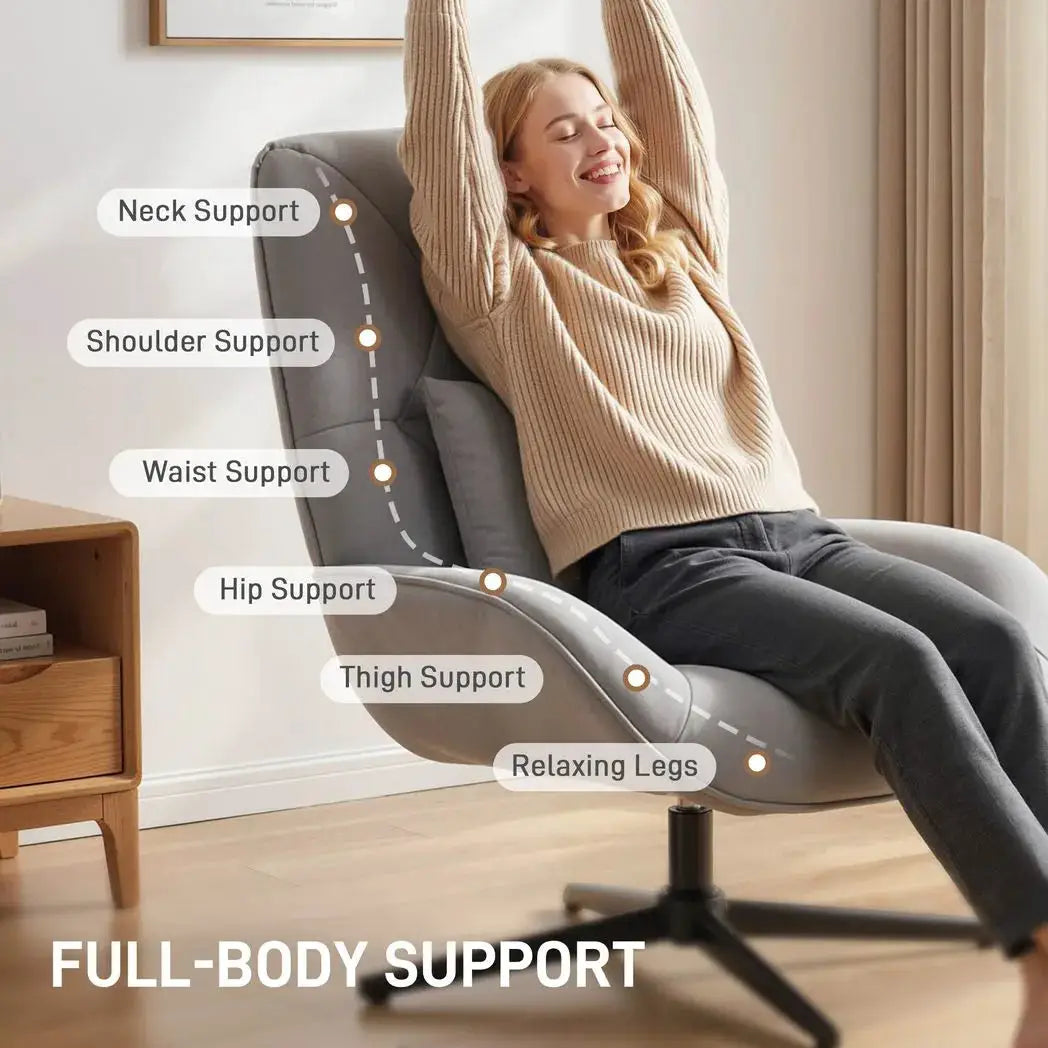 HOMCOM Accent Chair, Chenille Upholstered Swivel Armchair with Lumbar Pillow, High Back, Deep Seat and Metal Legs, Light Grey - from HOMCOM