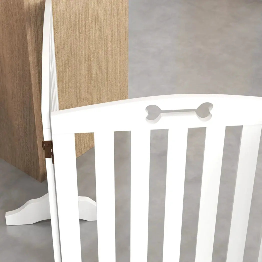 PawHut Wooden Dog Gate, Freestanding Pet Gate with Support Feet for Doorways, Hallways, Stairs, 207.5L x 61H cm, White - from PawHut