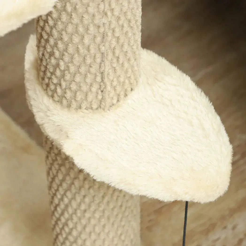 PawHut 4-step Pet Stairs with Scratching Posts, Platforms, Toy Ball, Beige - from PawHut