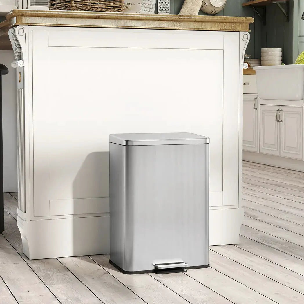 HOMCOM 20L Kitchen Bin with Soft-Close Lid and Stay-Open Function, Stainless Steel Pedal Bin with Removable Inner Bucket for Kitchen, Office, Home, Silver Tone - from HOMCOM