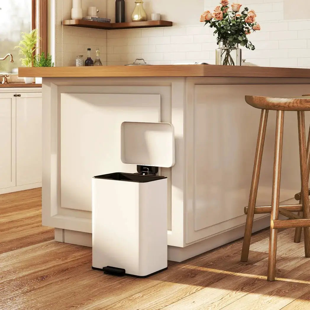HOMCOM 20L Kitchen Bin with Soft-Close Lid and Stay-Open Function, Pedal Bin with Removable Inner Bucket for Kitchen, Office, Home, Cream - from HOMCOM