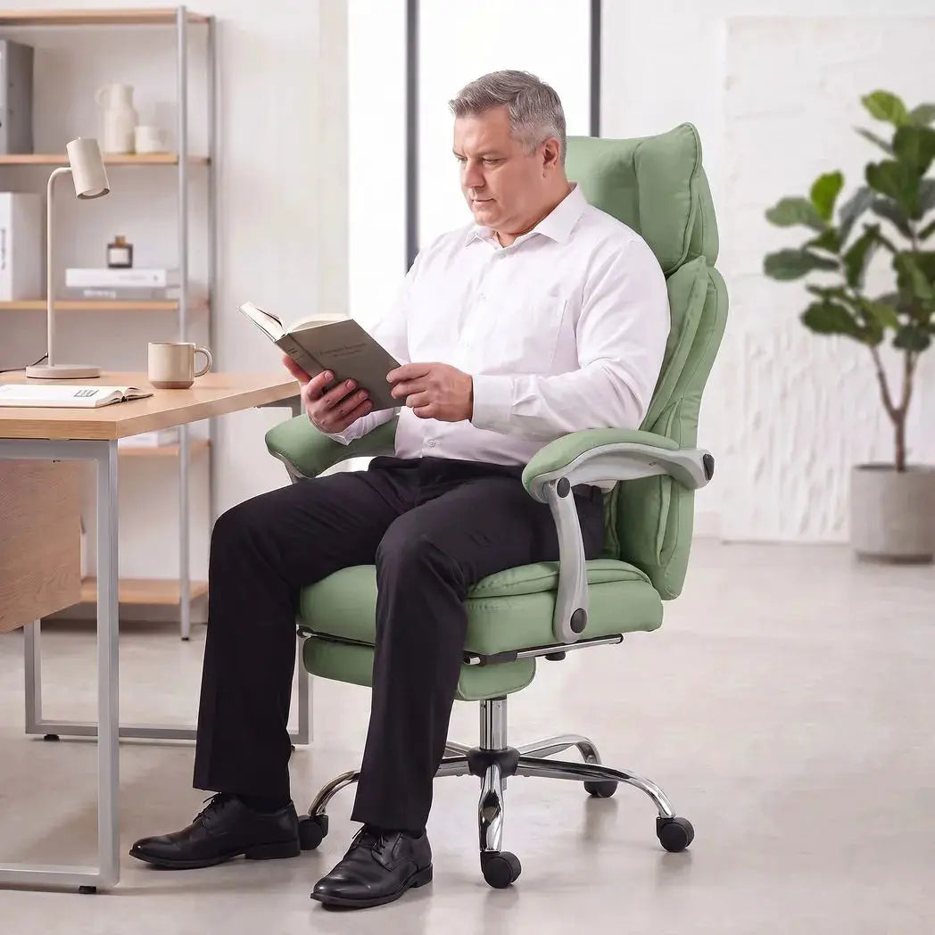 HOMCOM Executive Office Chair, PU Big and Tall Office Chair 180 kg with Wide Seat, Reclining, Lumbar Support, Light Green - from HOMCOM