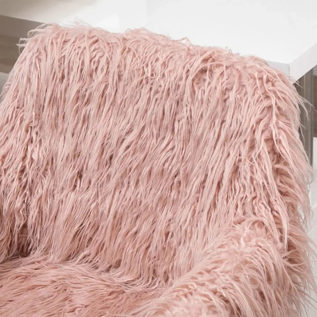 Vinsetto Faux Fur Desk Chair, Rolling Swivel Makeup Chair with Adjustable Height, Armrets for Home Office, Bedroom, Pink - from Vinsetto