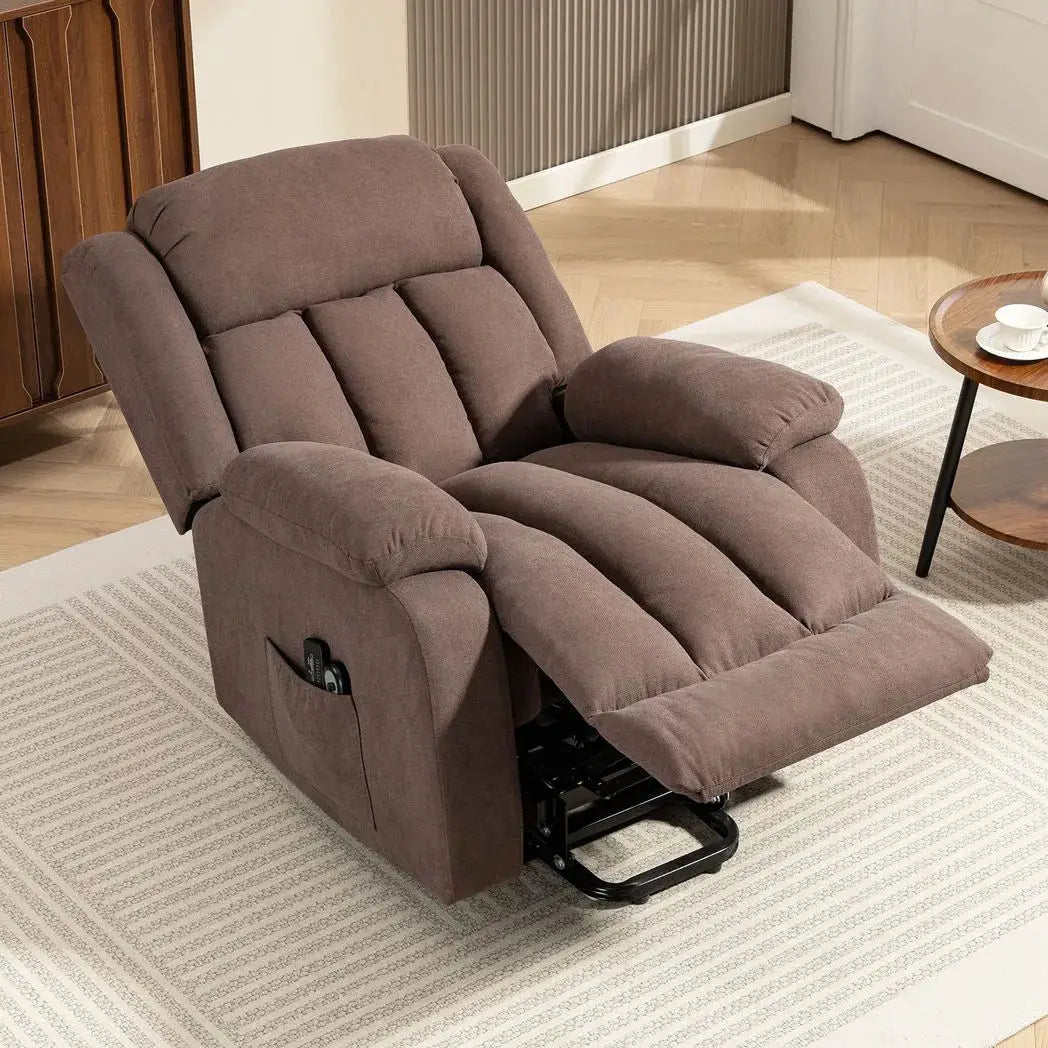 HOMCOM Power Lift Recliner Chair with Vibration Massage, Lift Chair for Elderly with Footrest, Remote, Side Pocket, Dark Brown - from HOMCOM