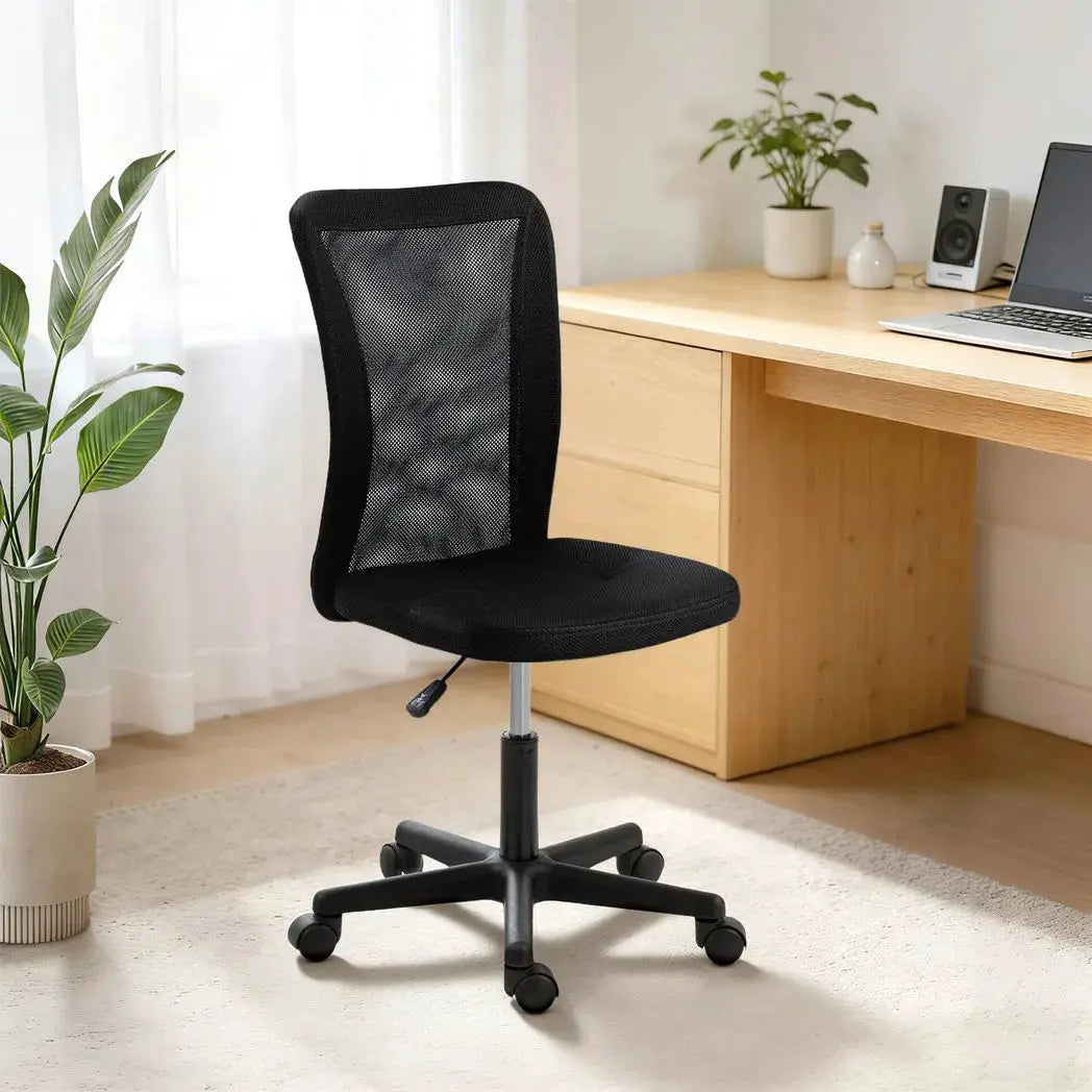 Vinsetto Computer Desk Chair, Armless Mesh Office Chair with Adjustable Height and Rolling Wheels, Black - from Vinsetto
