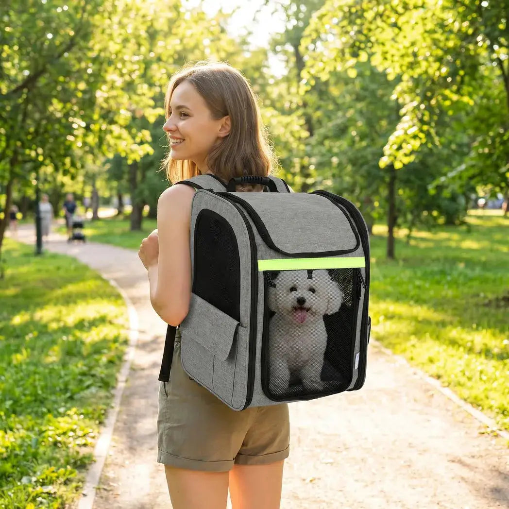 PawHut Dog Carrier Backpack Expandable, Breathable Pet Carrier Bag for Small Puppy Cat with Reflective Strip for Travel Hiking - from PawHut