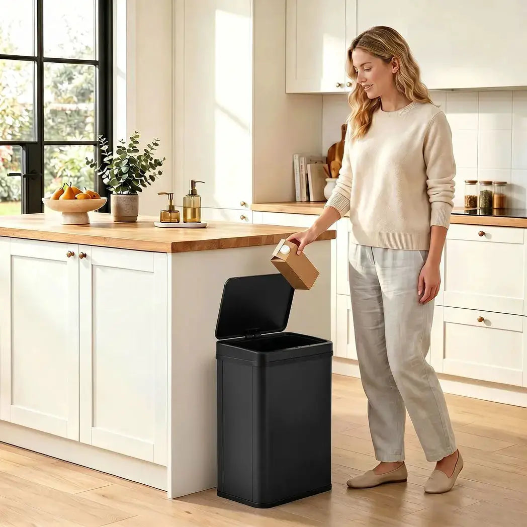 HOMCOM 40L Sensor Bin with Soft-Close Lid, Stainless Steel Automatic Touchless Motion Sensor Kitchen Bin, Black - from HOMCOM