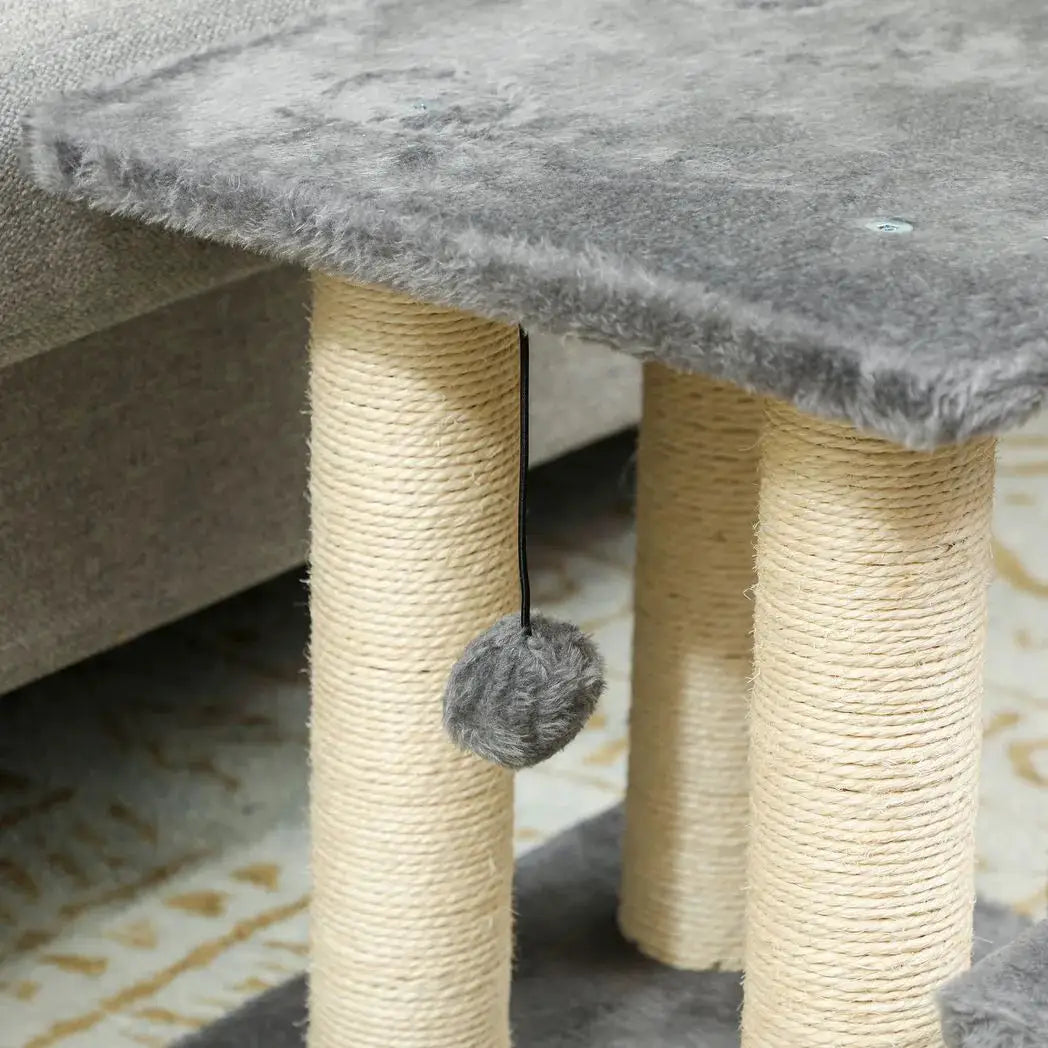 PawHut Pet Steps for Bed, 3 Step Adjustable Pet Stairs for Sofa with 6 Sisal Scratching Posts for Small Dogs & Cats, Grey - from PawHut