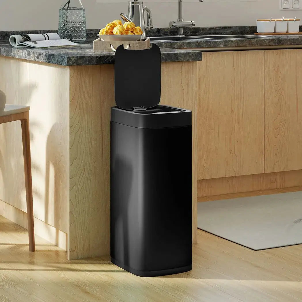 HOMCOM 50L Sensor Bin, Automatic Kitchen Bin, Manual Override, Battery Operated, Inner-Bucket-Free, for Kitchen, Bedroom, Black - from HOMCOM