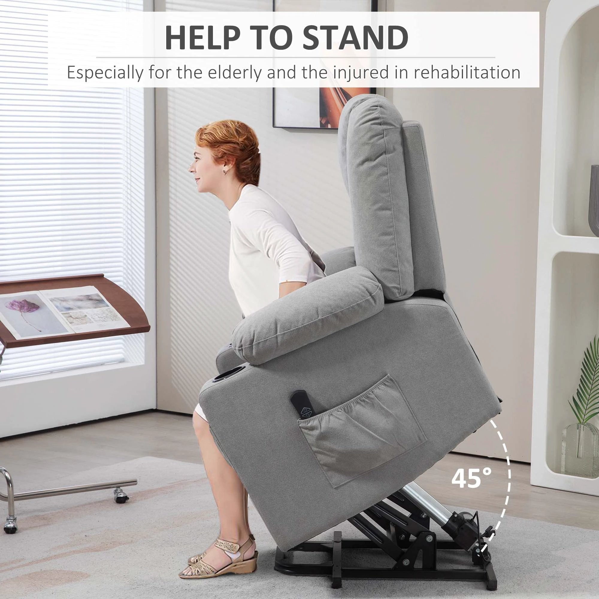 HOMCOM Riser and Recliner Chair w/ Remote, Lift Chair for Elderly, Light Grey by HOMCOM