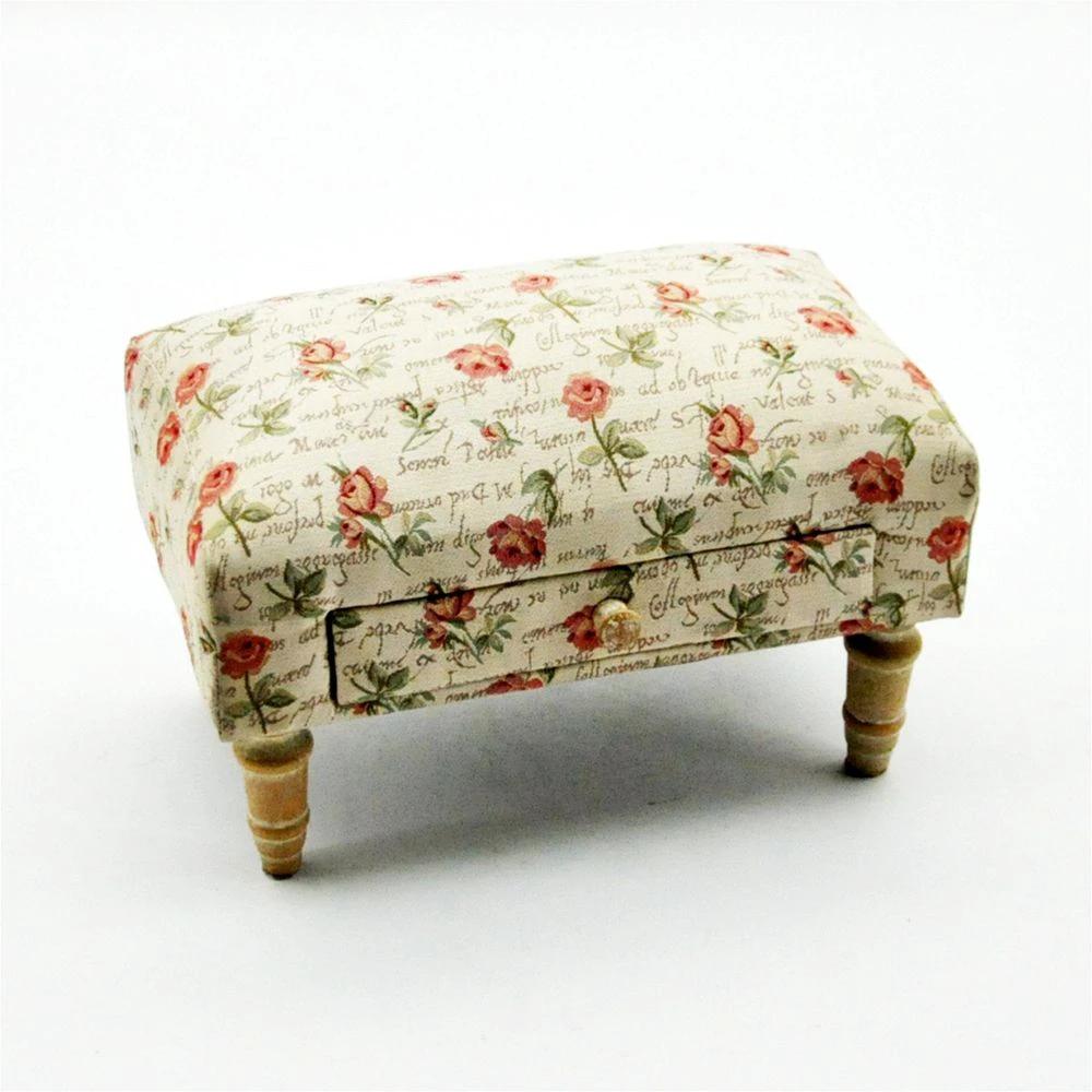 Roses Design Fabric Footstool with Drawer by gekofaire