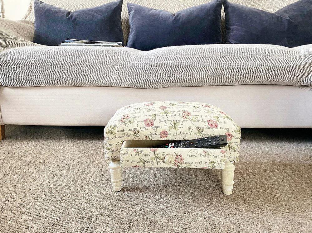 Roses Design Fabric Footstool with Drawer by gekofaire